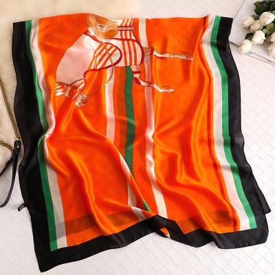 China 2019 wholesale hot sale super luxury gold digital printing horse silk long silk scarf beautiful ladies scarves for sale