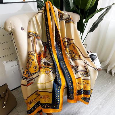 China 2022 spring brand luxury new fashion women's clothing silk scarf women's scarf shawl silk carriage printing for sale