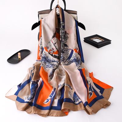 China Custom Chiffon Brand Scarf Design Digital Horse Printing New Famous Brand Scarf Stretching Silk Shawl for sale