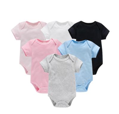 China 100% Newborn Baby Infant Baby Rompers Spandex/Cotton Clothing Plain Color Newborn Cotton Shorts Sleeve Wholesale for sale