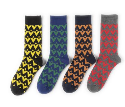 China Novelty Color Work Antibacterial Geometric Happy Crew Men's Bamboo Socks Custom Made Smell Proof Bamboo Socks for sale