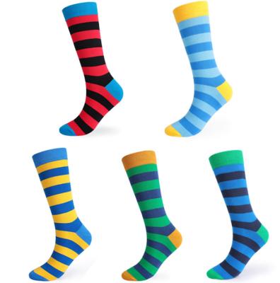 China Breathable Design Your Own Sock OEM Socks Brigt Colored Crew Striped Socks Custom Mens Cotton for sale