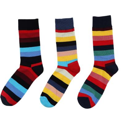 China Antibacterial Navy Striped Dress Crew Socks With Logo Cotton Custom Plus Size Men Branded Socks for sale