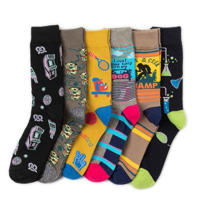 China Wholesale Custom Made Antibacterial Dress Socks Cotton Funny Colorful Funny Happy Men's Combed Socks for sale