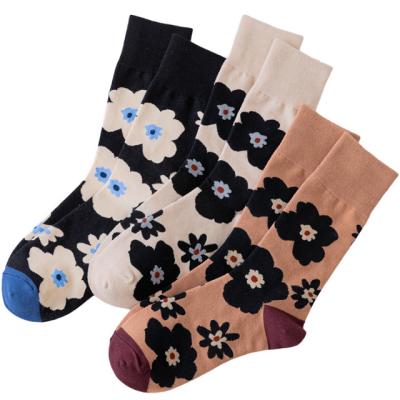 China China Girls Breathable Wholesale Custom Floral Pattern Socks Colorful Women's Cotton Woman Casual Dress Crew Socks for sale