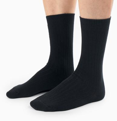 China Breathable Uniform Elite Ribbed Cotton Mens Business Crew 100% Cotton Solid Colored Soft White Black White Dress Crew Plain Socks for sale