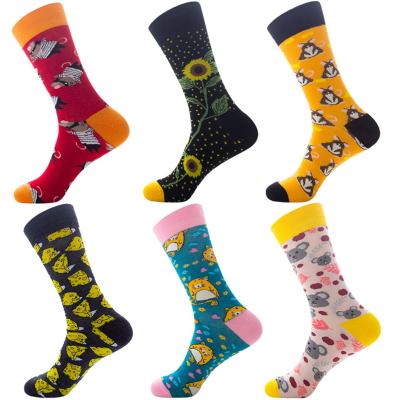 China Colorful Designer Women Socks Custom Happy Women Crew Socks Cotton Patterned Viable Custom Fashion Fun for sale