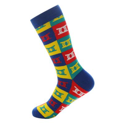 China Antibacterial Make Your Own Design Colorful 100% Cotton Mens Fashion Dress Socks Custom Made Socks for sale