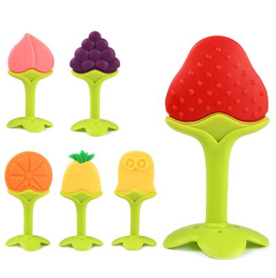 China Wholesale soft toy food grade silicone baby teether chew toy baby teether fruit free for sale