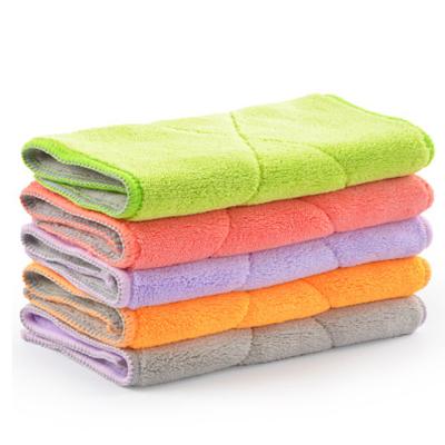 China Sustainable Double Fleece Dish Cloth Microfiber Ultra Absorbent Wash Dish Towel for sale