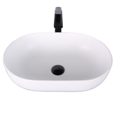 China 50cm Modern Oval Hand Wash Basin MOERSHU FACTORY DIRECT HOT SELLING OUTDOOR MODERN WASH ON TOP CE CUPC RESIN MATT WHITE for sale