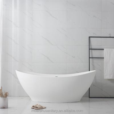 China Moershu Polymarble Free Standing One Piece Boat Freeform Bathtub for sale