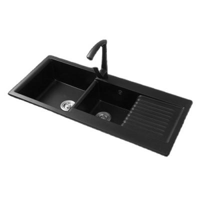 China With Professional Faucet Offer Quartz Antiscratch Black Basin Sinks For Kitchen for sale