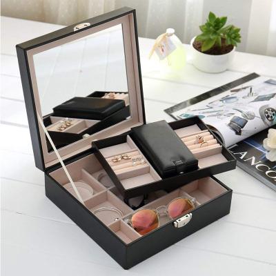 China Jewelry Organizer Luxury Portable Cosmetic Box Ring Necklace Storage Packaging Carrying Case Jewelry Organizer for sale