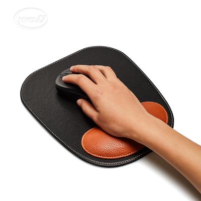 China PASSIONATE Custom Logo Black Leather Mouse Pad With Wrist Rest for sale