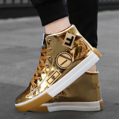 China Breathable Men's Casual Shoes Designer PU Leather High Top Shoes Men's LEVERY LEAFED Board Nightclub Party Luxury Comfortable Leather Shoes Men for sale