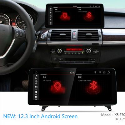 China 12.3inch Android 10 GPS Car Media Player For BMW X5 X6 E70 E71 2007-2013 NBT 8 Core 4G+64G CPU Carplay 1920x 720 IPS Touch Screen for sale