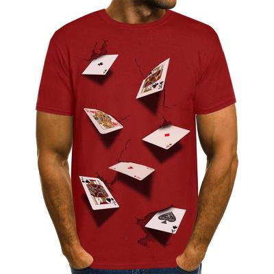 China New Anti-pilling Summer Men's T-shirt Necklace Game Cards Round Sleeve 3D Digital Printed Short T-shirt for sale