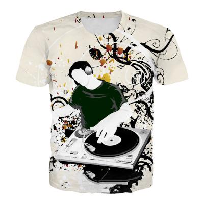 China Music Note Guitar 3D Anti-pilling Printed Large Size T-shirt Sleeve First Place Loose Short Hair for sale