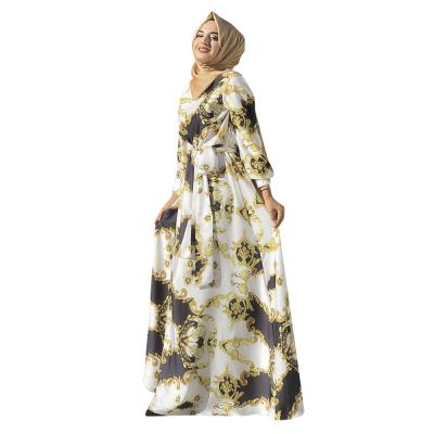 China Hot Sale Muslim Clothing Anti-wrinkle Long Dress Elegant Islamic Fashion Dubai Style For Lady Printed Dresses for sale