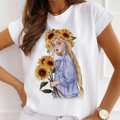 China White Women's QUICK DRY Plain Short Sleeve 100% Cotton Round Neck and O-Neck T-Shirt for sale