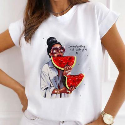 China Custom Printing Anti-Wrinkle Women T Shirts T Shirt With Fruit Avocado for sale