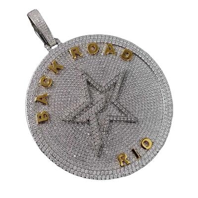 China Hiphop 2023 QZK New Iced Out Pendant Hip Hop Jewelry Custom Name Round Fully Bling CZ Bling Letter Diamond Pendant Necklace for sale