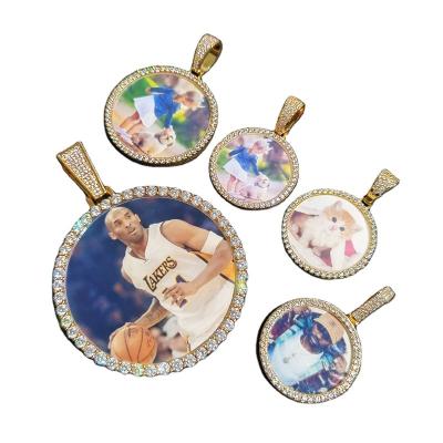 China Hiphop 2023 New QZK Hot Selling Sublimation Blank Round  Pendant Custom Picture Memory Necklace Pendant for sale