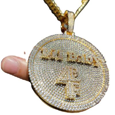 China Hiphop 2023 QZK NEW Design Pendant Diamond Big Round Dask Shape letter Name Word Plate Custom Iced Out Pendants Jewelry for sale