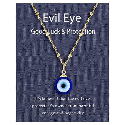 China TRENDY 2023 New QZK Design High Quality  Elegant Evil Eyes Necklace Women Gold Plated Necklace Display Card for sale