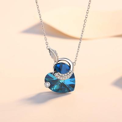 China Other 2023 Qianzhikun Fashion 925 Sterling Silver Heart Pendant Crystal Necklaces For Gift for sale