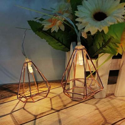 China Fancy Diamond Battery Operated Diamond Shape Metal String Light for Holiday Home Decoration for sale