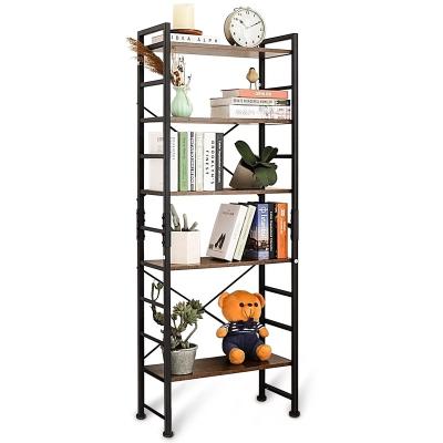 China MDF Foldable Durable Mail Packing Modern Design Wood And Wood Metal Black Living Room Storage Decorative Book Shelves for sale