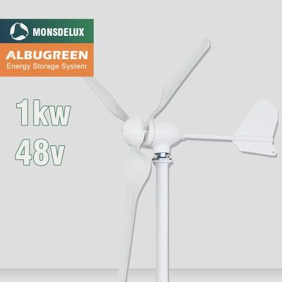 China Factory Sale Reinforced Fiberglass Roof 1kw 48v Home Use Off Grid Wind Turbine Price 1kw 2kw 3kw 5kw Wind Power Generator Albugreen for sale