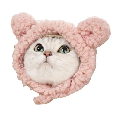 China Viable Cute Funny Bear Headdress Kitten Dog Hat Kitten Dog Accessories Funny Cat Hat Cat Bear Ears for sale