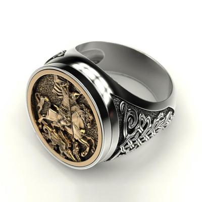 China Cool Male Knight Rings Ancient Roman Soldier Malone Ring Vintage Finger Ring Two Color Gold Metal New Punk CLASSIC for sale