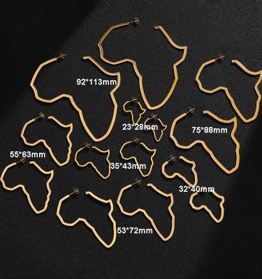 China Real Gold Plated Custom Stainless Steel Statement Earrings Women Jewelry 18K Gold Plated Big Earring Africa Map African 2022 Earrings circle for sale