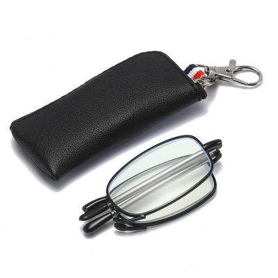 China Mirror Mini Zipper Bag Telescopic Leg Folding Antenna Lightweight Anti-blue Elderly Reading Glasses for sale