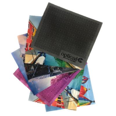 China Custom Lens Clean Printing Silicone Dot Antislip Microfiber Lens Wiping Cleaning Cloth for sale