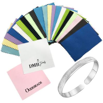 China High quality jewelry silver gold logo printed silver microfiber polishing cloth for jewelry silver polishing cloth for sale