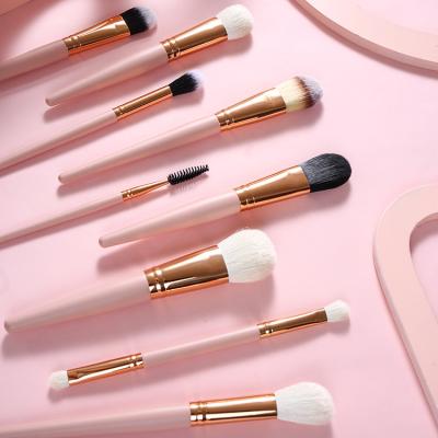 China Angular Blush Makeup Brushes Natural Goat Hair Eyebrow Eye Make Up Brush Set for sale