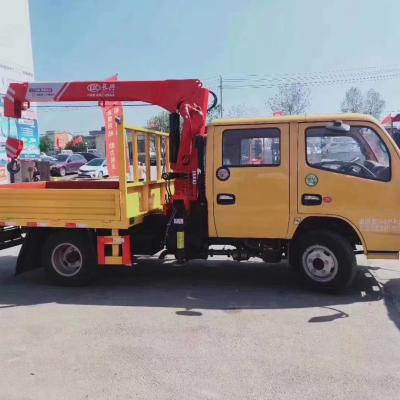 China TRUCK CRANE Dongfeng Dollicar 4x2 6 Wheels Lorry Straight Telescopic Boom Cargo Truck Mounted Crane With 3.2 Ton Lift Hydraulic For Sale for sale