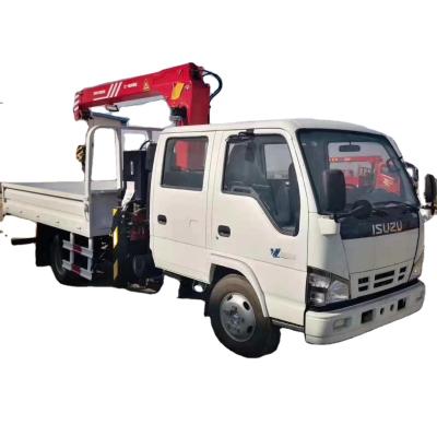 China TRUCK CRANE 1SUZU 600P 4x2 6 Wheels Lorry Straight Telescopic Boom Cargo Truck Mounted Crane With 3.2 Ton Lift Hydraulic For Sale for sale