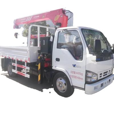 China TRUCK CRANE 1SUZU 600P 4x2 6 Wheels Lorry Straight Telescopic Boom Cargo Truck Mounted Crane With 3.2 Ton Lift Hydraulic For Sale for sale