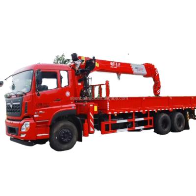 China CRANE DONGFENG Kinland TRUCK KL 6X4 10 Wheels Straight Telescopic Boom Cargo Truck Mounted Crane With 12t 5 Section Hydraulic Lift Arm for sale