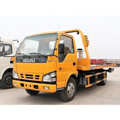 China Road Aid Rescue Japanese ELF NPR 600P 5.6M Rollback Truck Rescue Wrecker Flatbed Tow Truck With ISUZU Chassis for sale