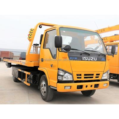 China Road Aid Rescue Japanese ELF NPR 600P 5.6M Rollback Truck Rescue Flatbed Tow Truck for sale