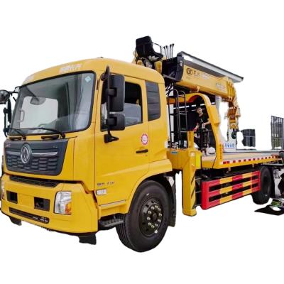 China Road Aid Rescue DONGFENG KINRUN 5T Rollback Truck Rescue Tow Vehicle Telescopic Boom Flatbed Wrecker Truck With Crane 6.3 Ton for sale