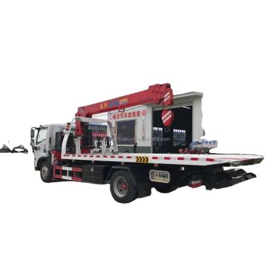 China China Dongfeng Road Rescue Flatbed Diesel Tow Trucks Wrecker With Hydraulic Lifting Crane For Sale Option 2-30 Ton Truck Recovery for sale