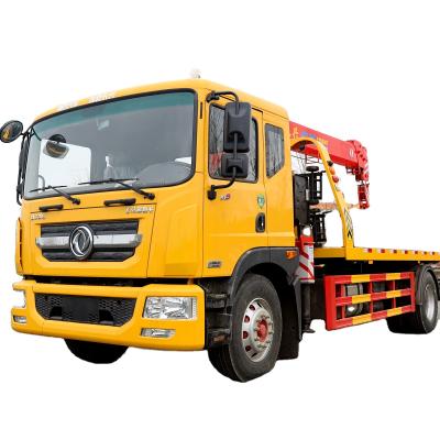 China Rescue DONGFENG D9 5 Ton Rollback Truck Rescue Tow Road Aid Vehicle Telescopic Boom Flatbed Tow Truck With Crane for sale